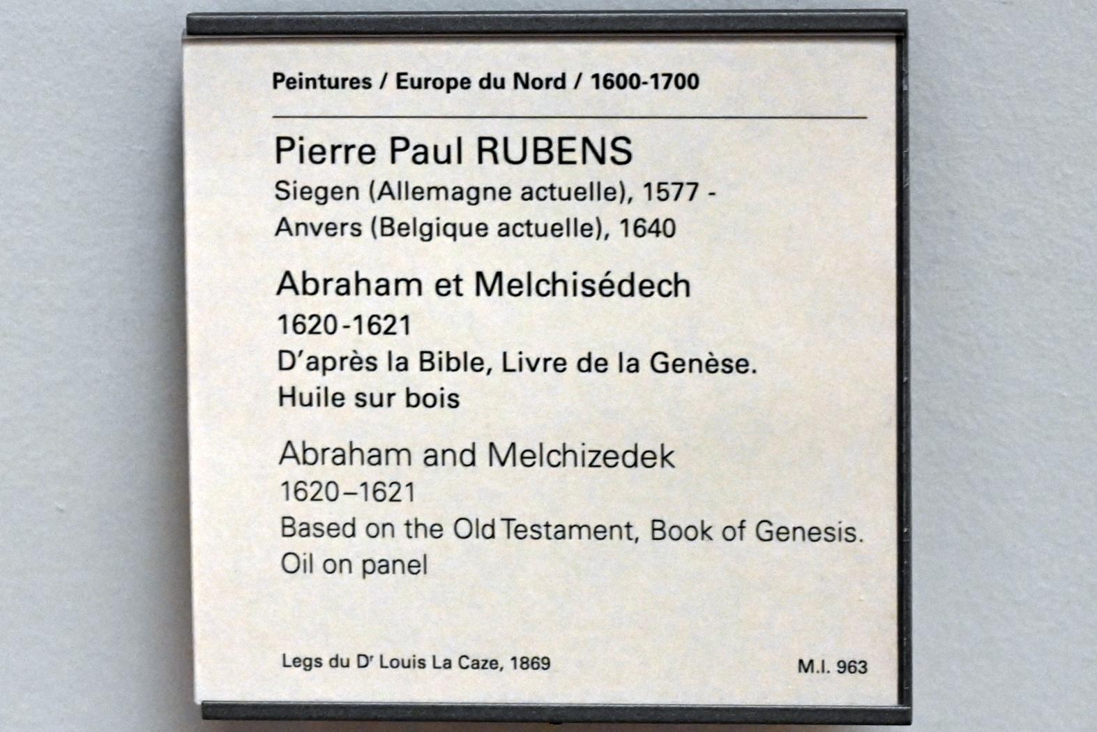 Peter Paul Rubens (1598–1650), Abraham und Melchisedek, Paris, Musée du Louvre, Saal 856, 1620–1621, Bild 2/2