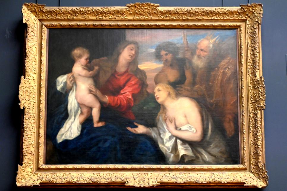 Anthonis (Anton) van Dyck (1614–1641), Maria mit Kind und drei Büßern (David, Maria Magdalena und dem verlorenen Sohn), Paris, Musée du Louvre, Saal 850, um 1627–1632, Bild 1/2