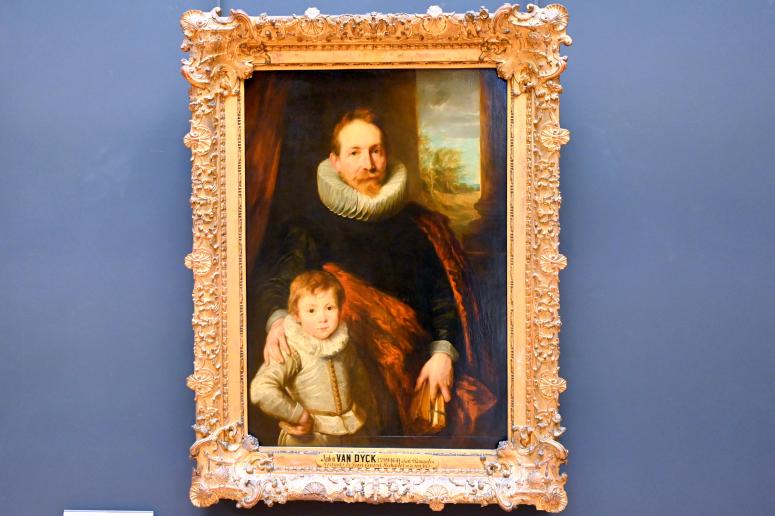 Anthonis (Anton) van Dyck (1614–1641), Porträt von Vater mit Sohn (Porträt von President Jean Richardot (um 1573-1614), Bischof von Arras und Erzbischof von Cambrai mit seinem Sohn Claude), Paris, Musée du Louvre, Saal 850, um 1617–1621, Bild 1/2