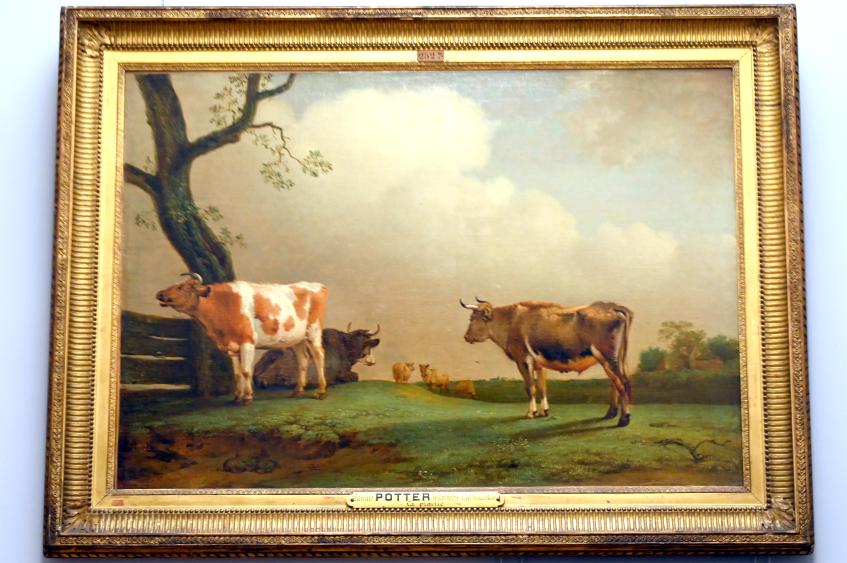 Paulus Potter (1642–1653), Die Weide (Drei Rinder auf einer weiten Weide), Paris, Musée du Louvre, Saal 854, 1652