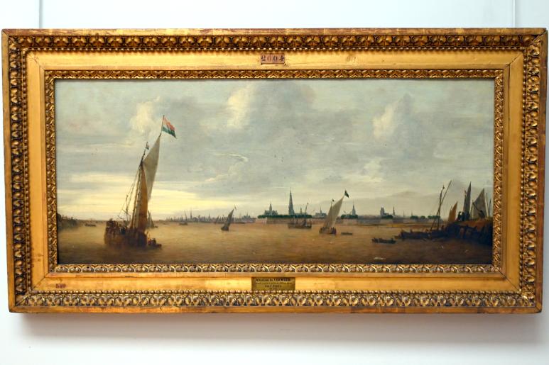 Abraham de Verwer (Undatiert), Die Rade d'Anvers, gesehen von Südwesten, vom rechten Ufer der Schelde, flussaufwärts, in der Nähe von Hoboken, Paris, Musée du Louvre, Saal 849, Undatiert