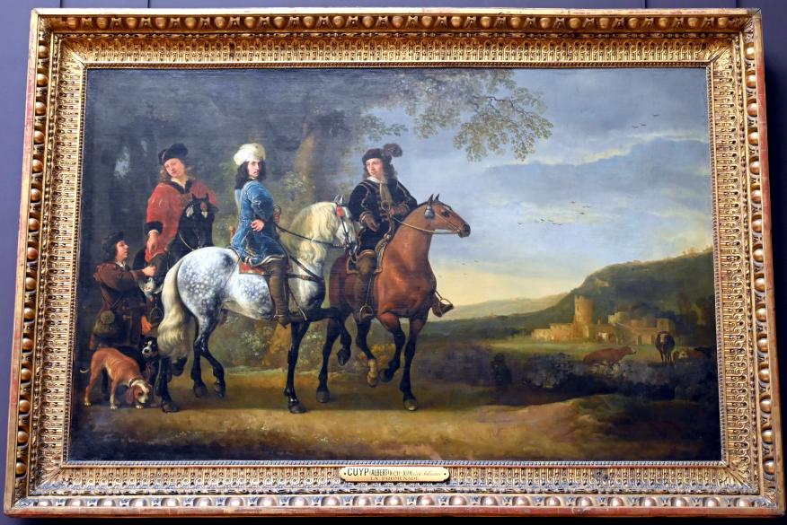 Aelbert Cuyp (1640–1667), Drei Reiter in einer Landschaft, Paris, Musée du Louvre, Saal 846, um 1665–1670