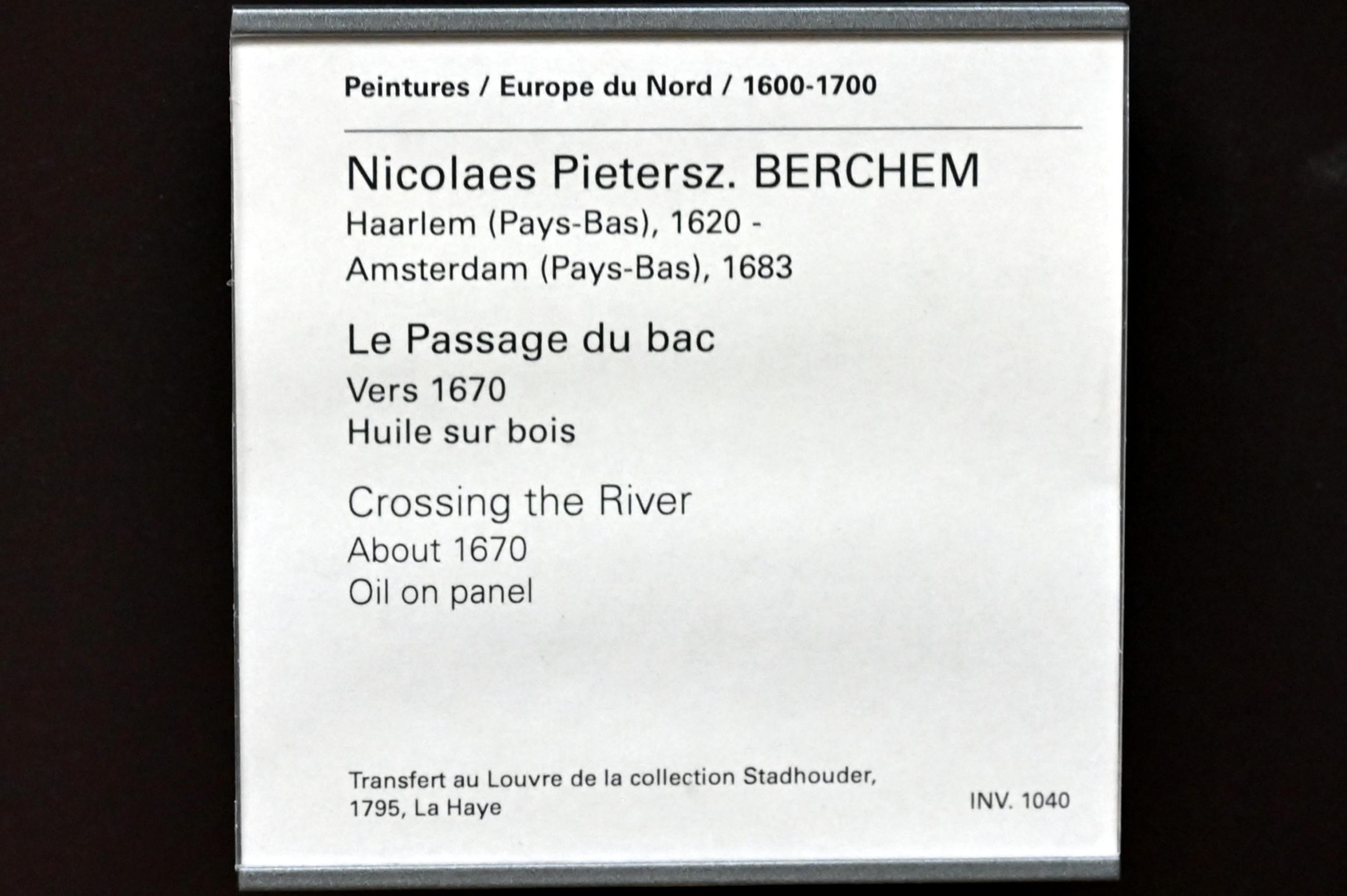 Nicolaes Berchem (1646–1675), Flusslandschaft mit Fähre, Paris, Musée du Louvre, Saal 845, um 1670, Bild 2/2