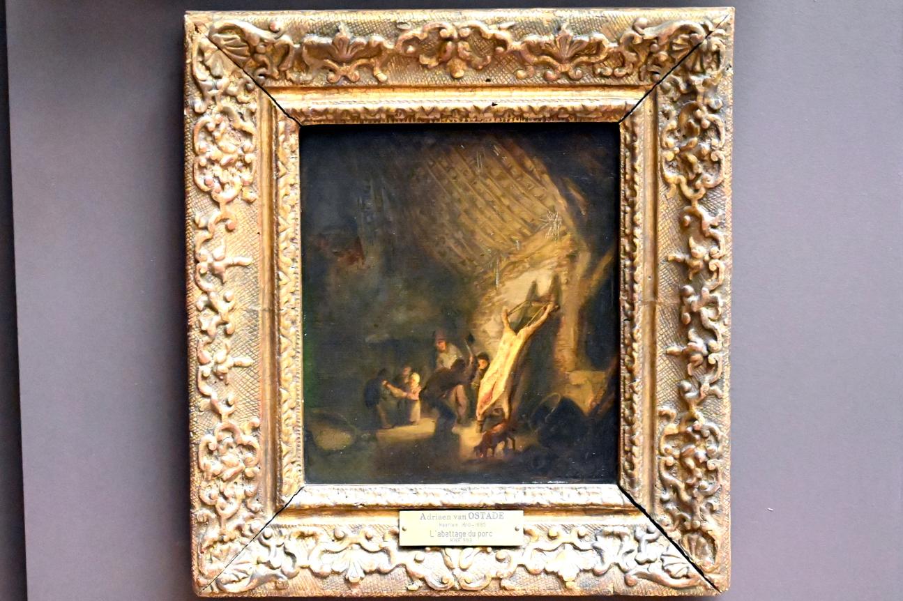 Adriaen van Ostade (1635–1670), Geschlachtetes Schwein, Paris, Musée du Louvre, Saal 844, um 1640–1650, Bild 1/2