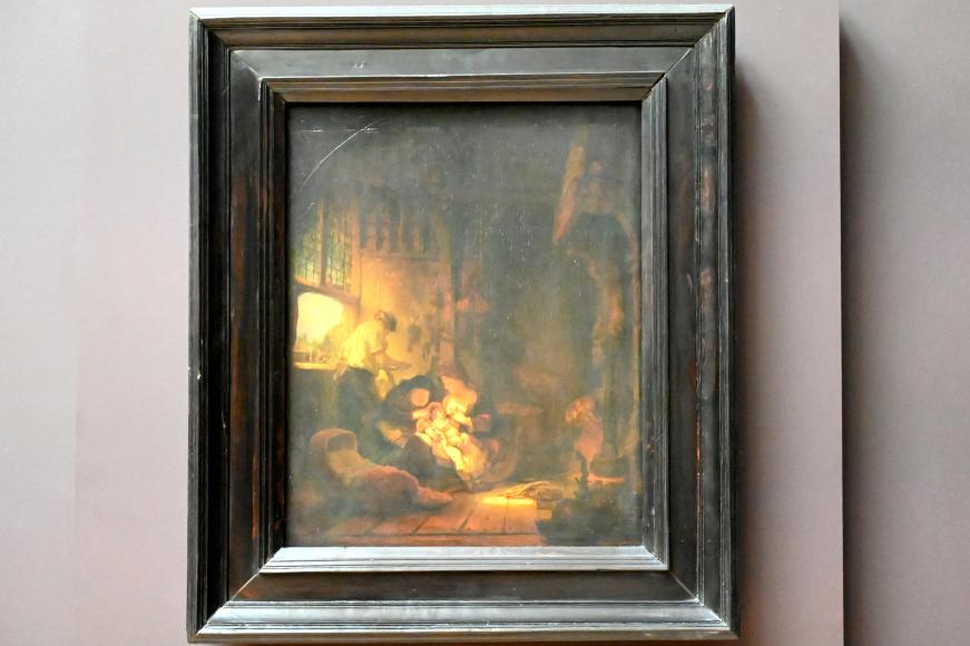 Rembrandt (Rembrandt Harmenszoon van Rijn) (1627–1669), Heilige Familie mit hl. Anna (Der Haushalt des Zimmermanns), Paris, Musée du Louvre, Saal 844, 1640