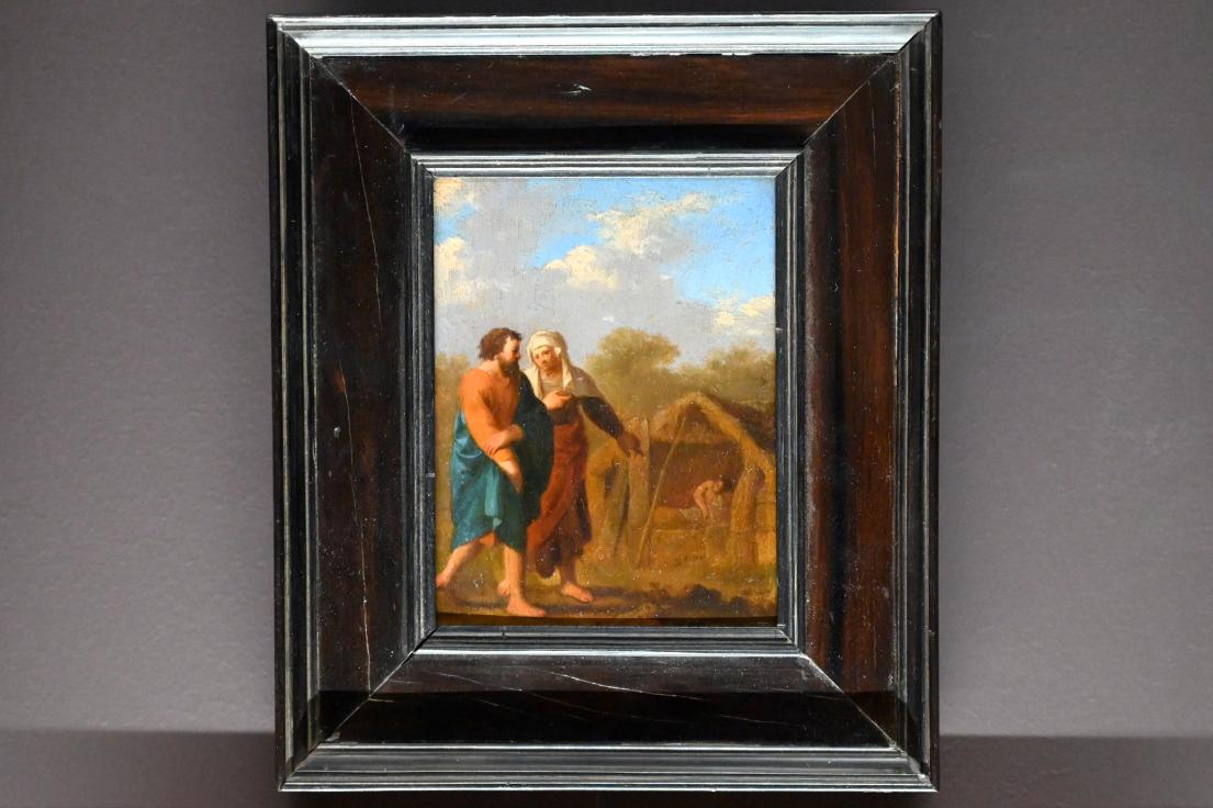 Cornelis van Poelenburgh (1620–1646), Gealterte Sara führt Abraham zu Hagar, Paris, Musée du Louvre, Saal 842, um 1600–1650