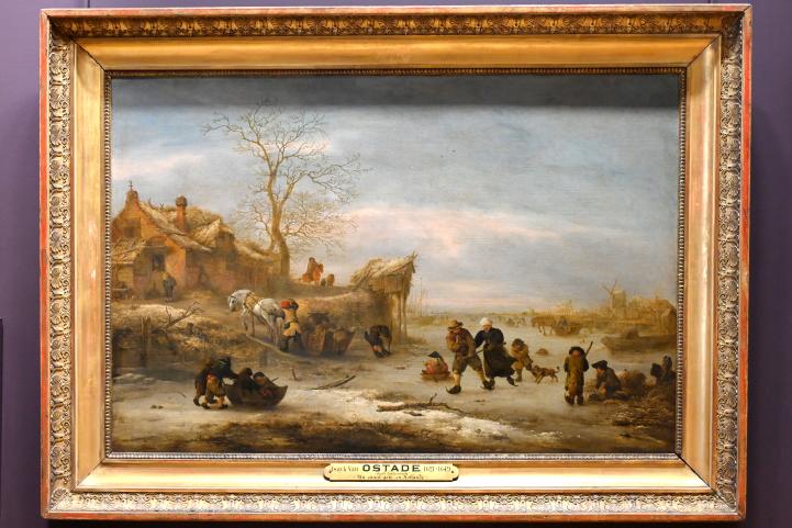Isaac van Ostade (1639–1649), Der zugefrorene Fluss, Paris, Musée du Louvre, Saal 840, um 1644–1647, Bild 1/2