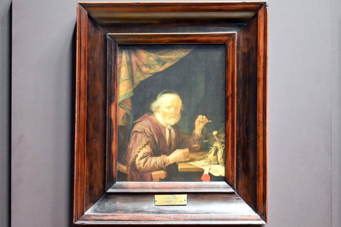 Gerard Dou (Gerrit Dou) (1629–1672), Mann an der Goldwaage, Paris, Musée du Louvre, Saal 839, 1664, Bild 1/2
