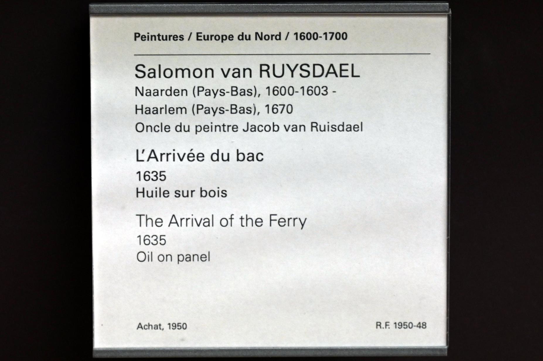 Salomon van Ruysdael (1631–1665), Ankunft der Fähre, Paris, Musée du Louvre, Saal 836, 1635, Bild 2/2