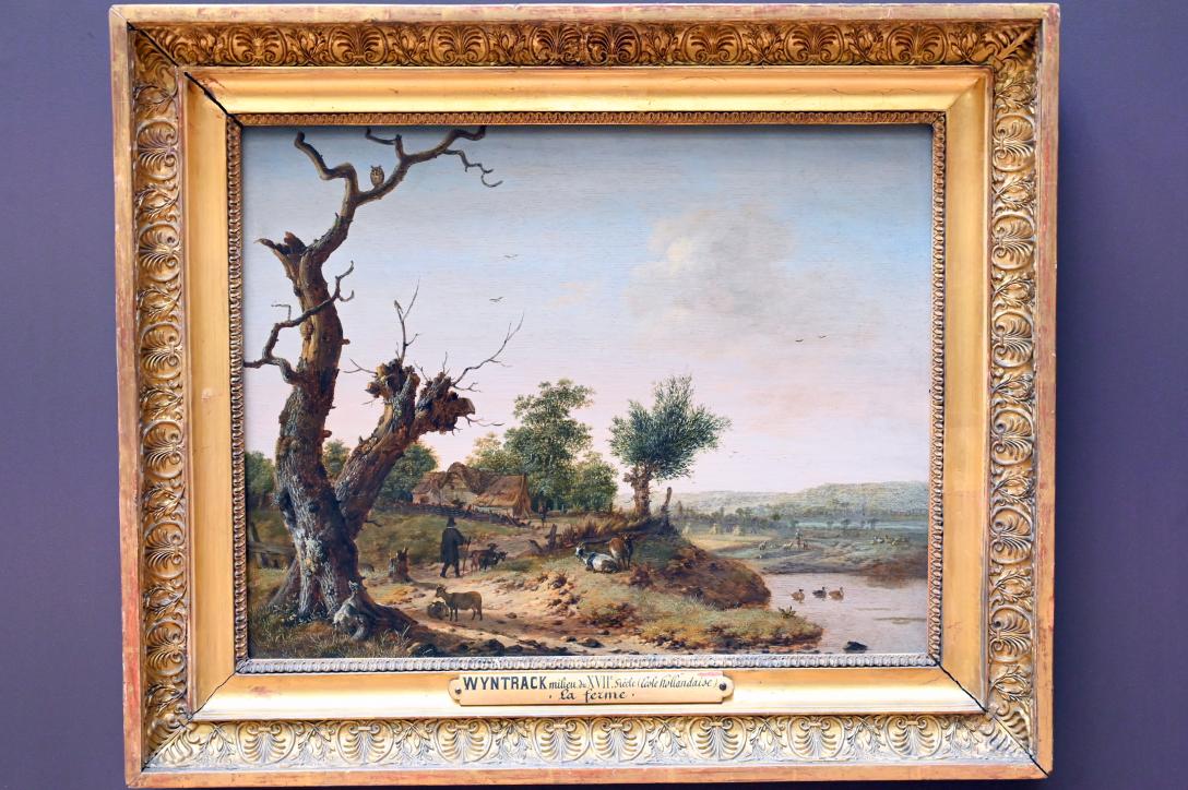 Dirck Wijntrack (1655), Rustikale Landschaft mit abgestorbenen Bäumen, Weg und Teich, Paris, Musée du Louvre, Saal 836, um 1650–1660