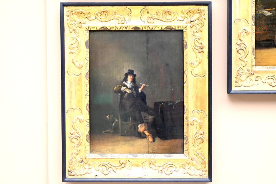 Anthonie Palamedesz. (1635–1665), Der Geruchssinn: Mann raucht eine Pfeife, Paris, Musée du Louvre, Saal 902, 1655, Bild 1/3