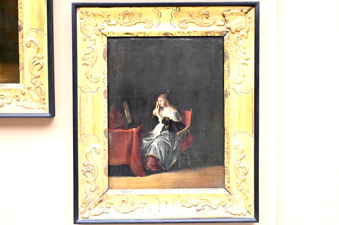 Anthonie Palamedesz. (1635–1665), Der Blick: Frau im Spiegel, Paris, Musée du Louvre, Saal 902, 1655, Bild 1/3