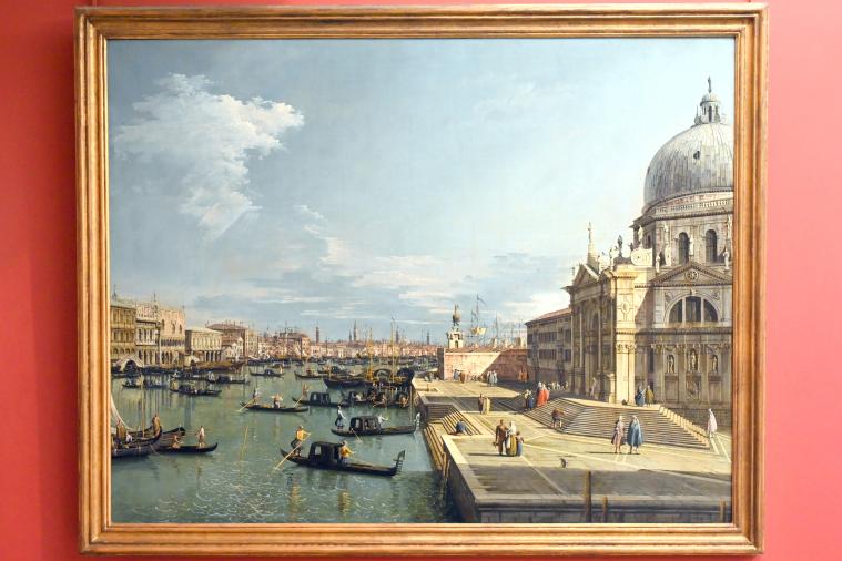 Bernardo Bellotto (Canaletto) (1738–1779), Der Eingang zum Canal Grande und Santa Maria della Salute in Venedig, Paris, Musée du Louvre, Saal 903, um 1739–1742, Bild 1/2
