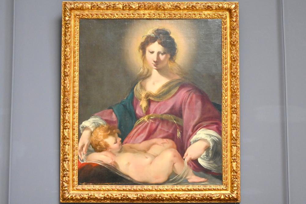 Laurent de La Hyre (1625–1653), Jungfrau Maria behütet das schlafende Jesuskind, Paris, Musée du Louvre, Saal 908, um 1625, Bild 1/2