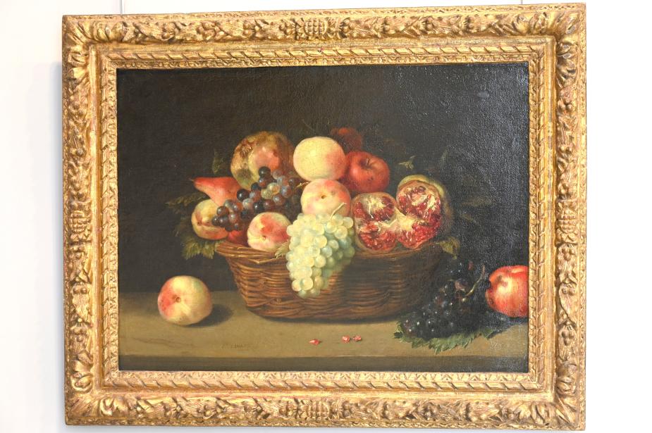 Jacques Linard (1635–1640), Korb mit Granatäpfeln, Pfirsichen und Weintrauben, Paris, Musée du Louvre, Saal 911, um 1635, Bild 1/2
