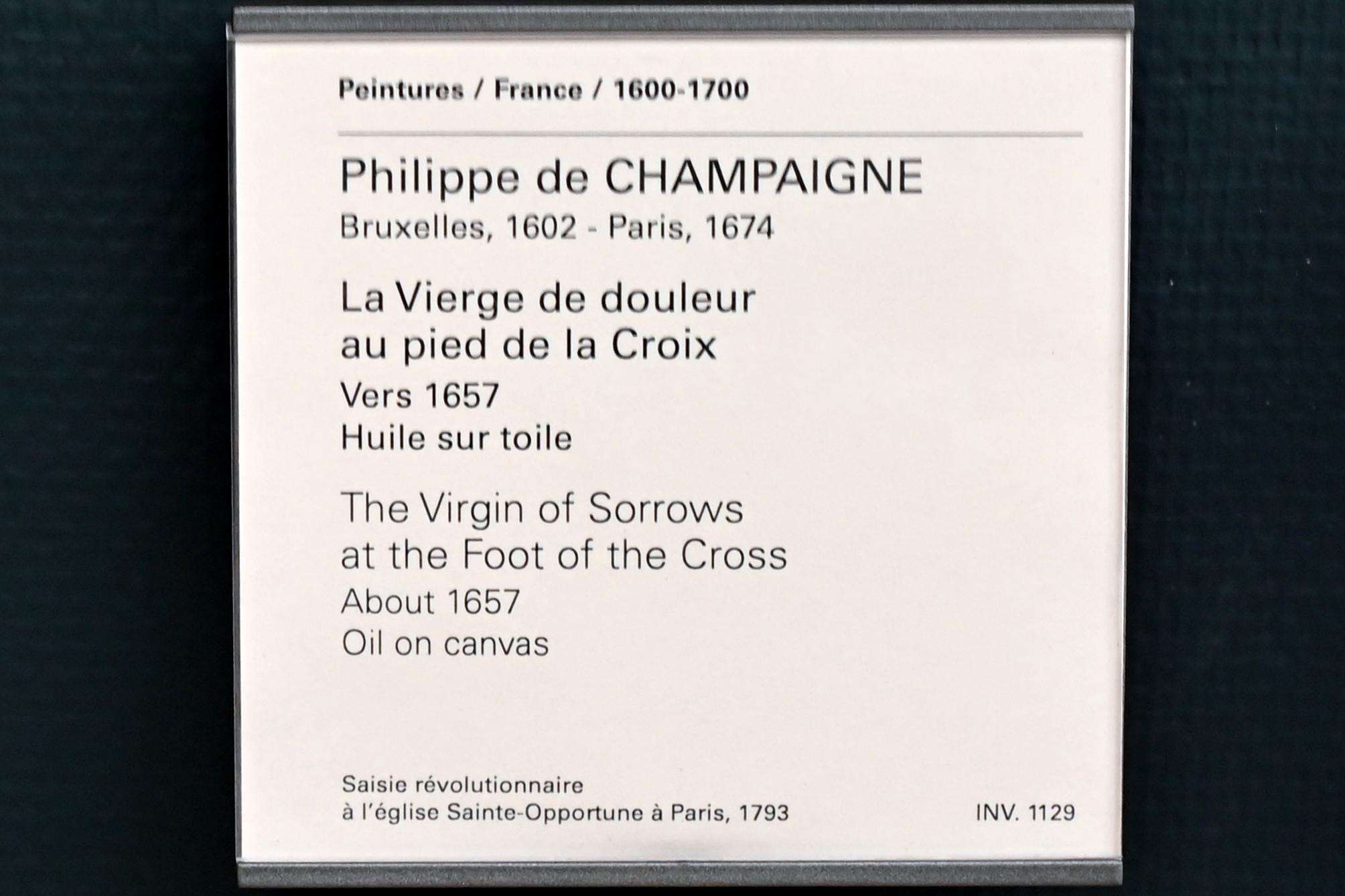 Philippe de Champaigne (1629–1668), Schmerzhafte Muttergottes am Fuße des Kreuzes, Paris, Musée du Louvre, Saal 913, um 1657, Bild 2/2