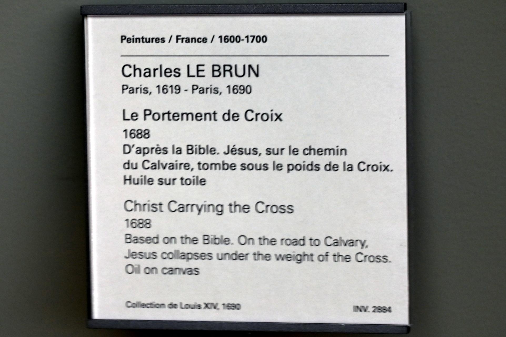 Charles Le Brun (1640–1689), Christus fällt unter dem Kreuz, Paris, Musée du Louvre, Saal 916, 1688, Bild 2/2