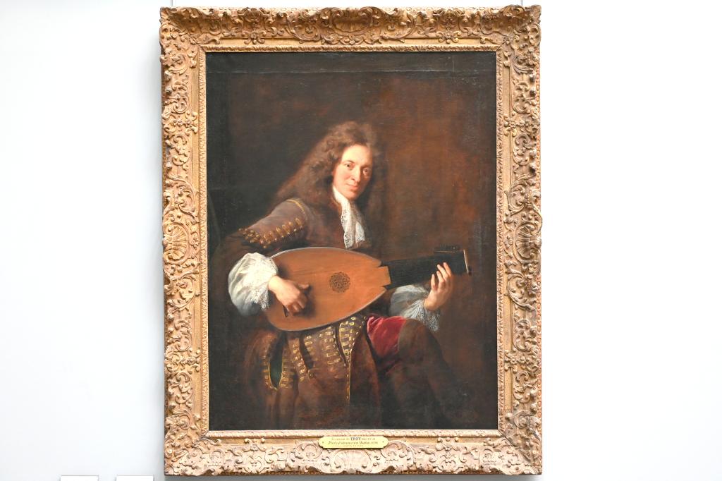 François de Troy (1690–1691), Porträt des Charles Mouton (1626 -  um 1710), Lautenist, Paris, Musée du Louvre, Saal 917, 1690, Bild 1/2