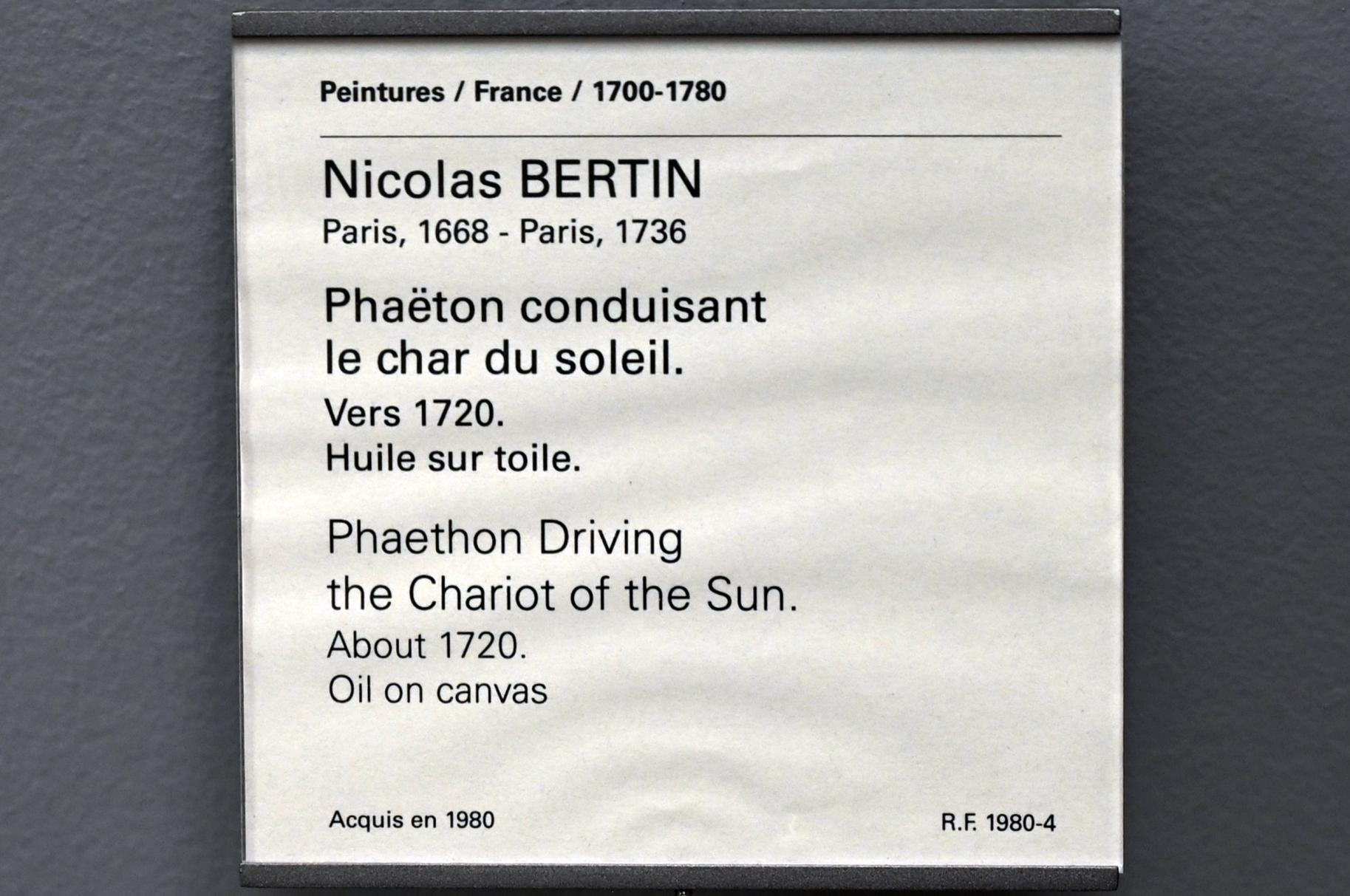 Nicolas Bertin (1720–1725), Phaeton fährt den Sonnenwagen, Paris, Musée du Louvre, Saal 918, um 1720, Bild 2/2