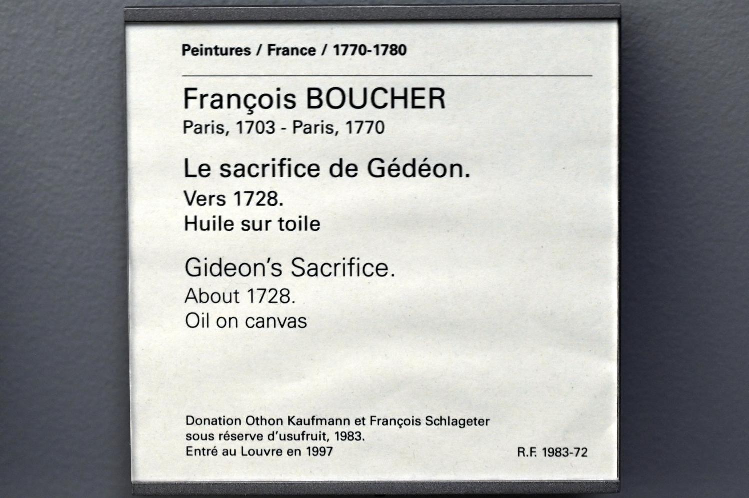 François Boucher (1728–1800), Gideons Opfer, Paris, Musée du Louvre, Saal 919, um 1728, Bild 2/2