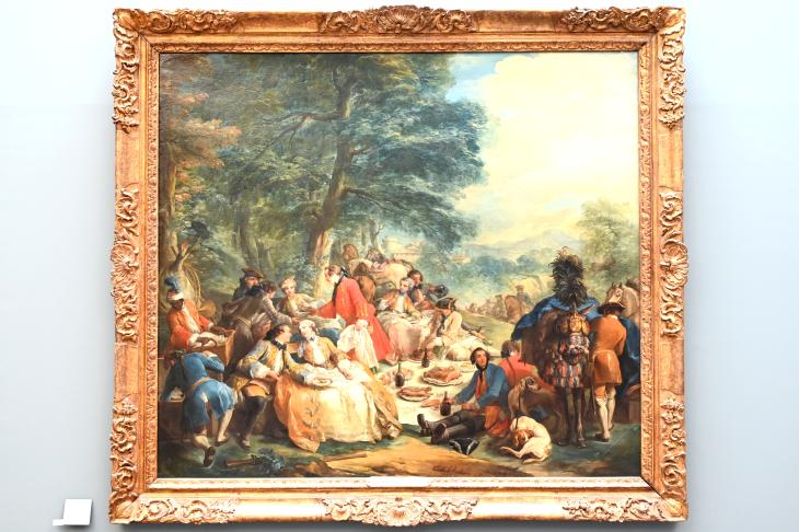 Charles André van Loo (1729–1737), Rast auf der Jagd, Fontainebleau, Schloss Fontainebleau, jetzt Paris, Musée du Louvre, Saal 919, 1737, Bild 1/2