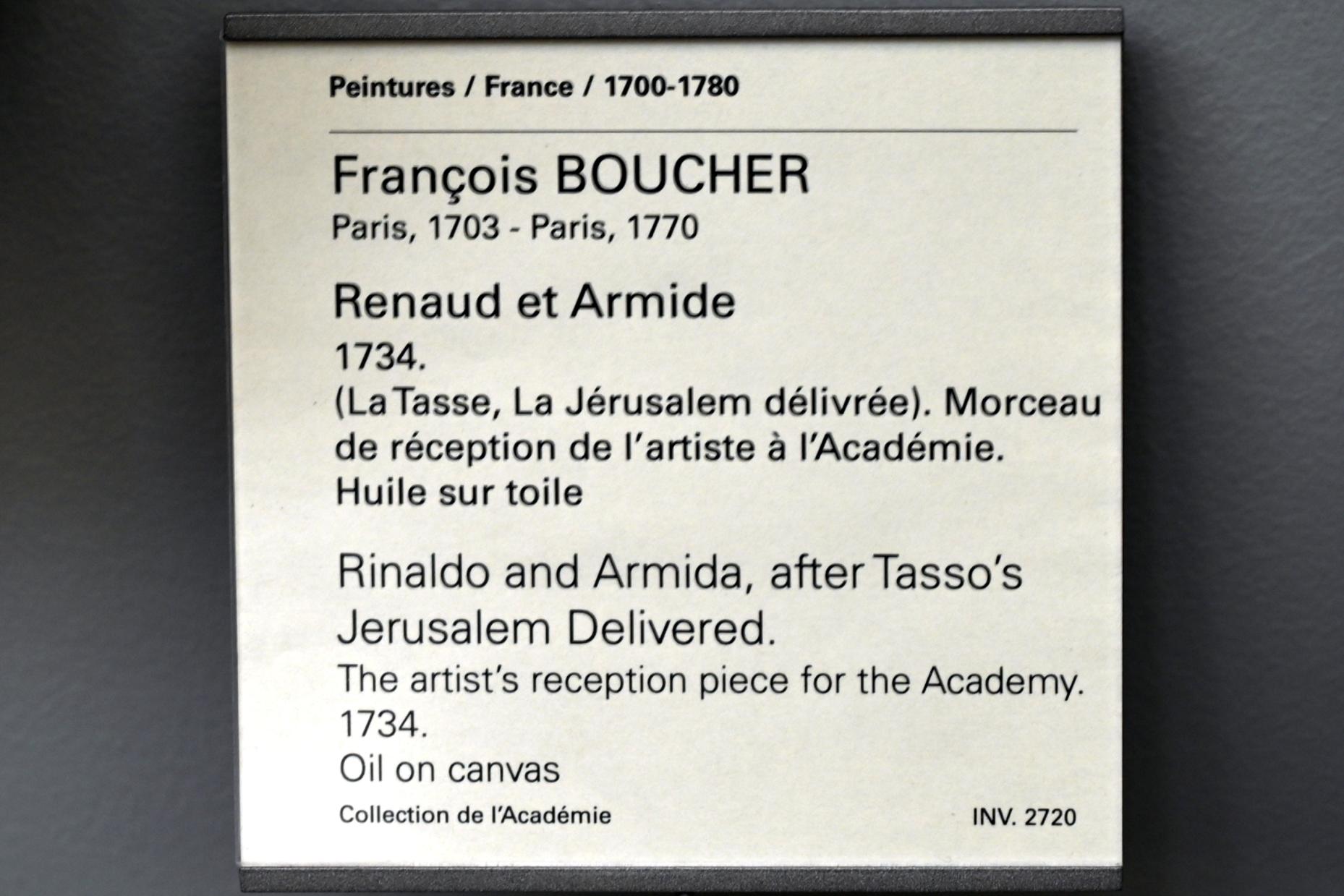François Boucher (1728–1800), Rinaldo und Armida, Paris, Musée du Louvre, Saal 919, 1734, Bild 2/2