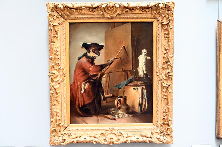 Jean Siméon Chardin (1725–1768), Der Maleraffe, Paris, Musée du Louvre, Saal 920, um 1739–1740