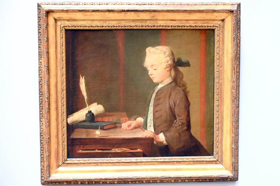 Jean Siméon Chardin (1725–1768), Junge mit Nimm-Gib-Kreisel (Porträt von Auguste-Gabriel Godefroy (1728-1814), jüngster Sohn des Juweliers Charles Godefroy), Paris, Musée du Louvre, Saal 920, Undatiert, Bild 1/2