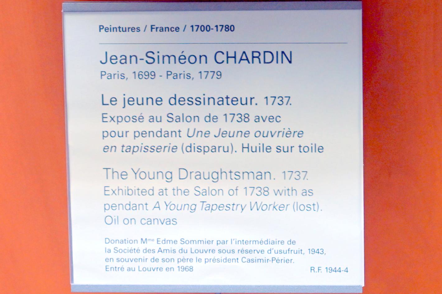 Jean Siméon Chardin (1725–1768), Der junge Zeichner, Paris, Musée du Louvre, Saal 920, 1737, Bild 2/2