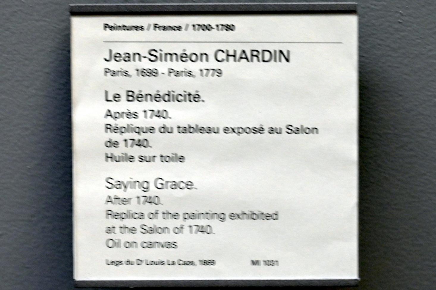 Jean Siméon Chardin (1725–1768), Bénédicité (Segensgebet), Paris, Musée du Louvre, Saal 921, nach 1740, Bild 2/2