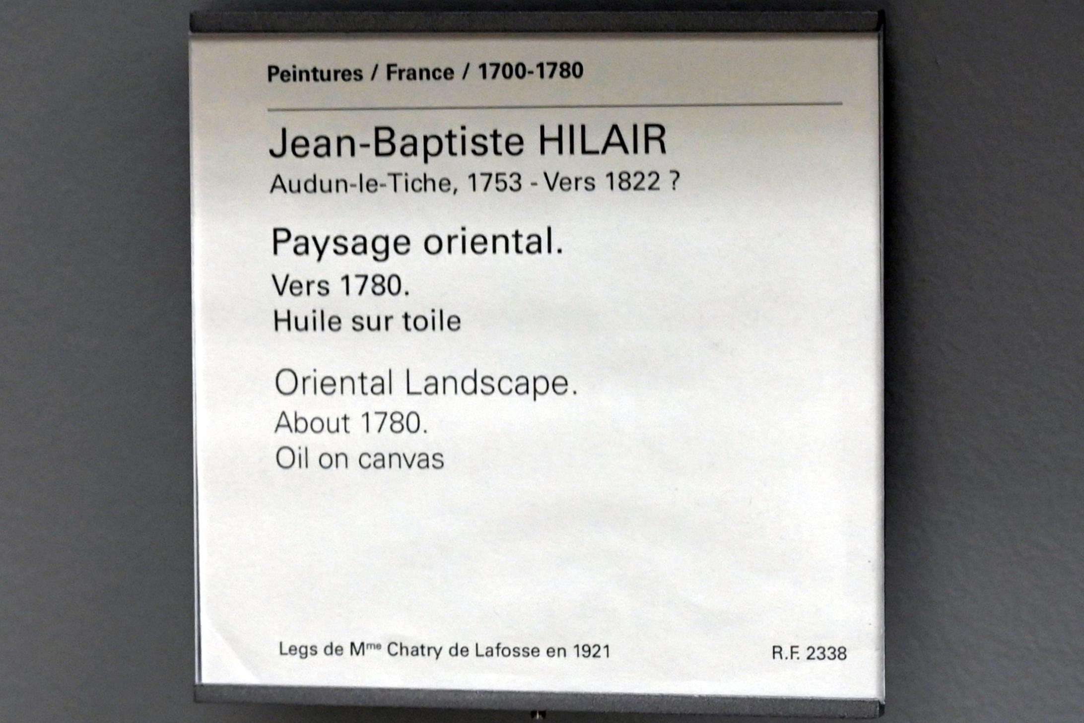 Jean-Baptiste Hilaire (1780), Orientalische Landschaft, Paris, Musée du Louvre, Saal 921, um 1780, Bild 2/2