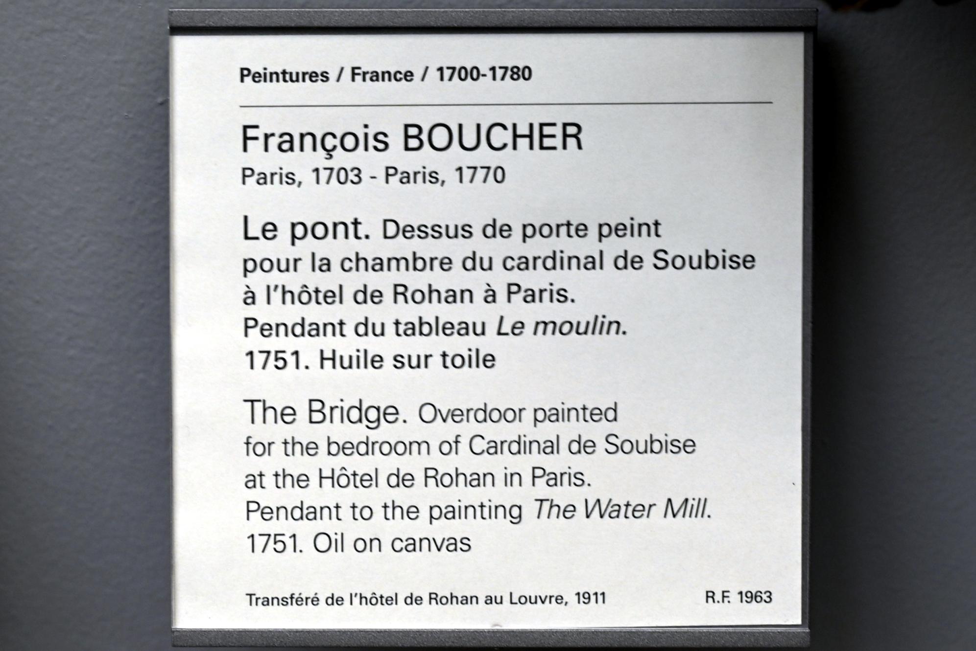 François Boucher (1728–1800), Die Brücke, Paris, Hôtel de Rohan, jetzt Paris, Musée du Louvre, Saal 927, 1751, Bild 2/2