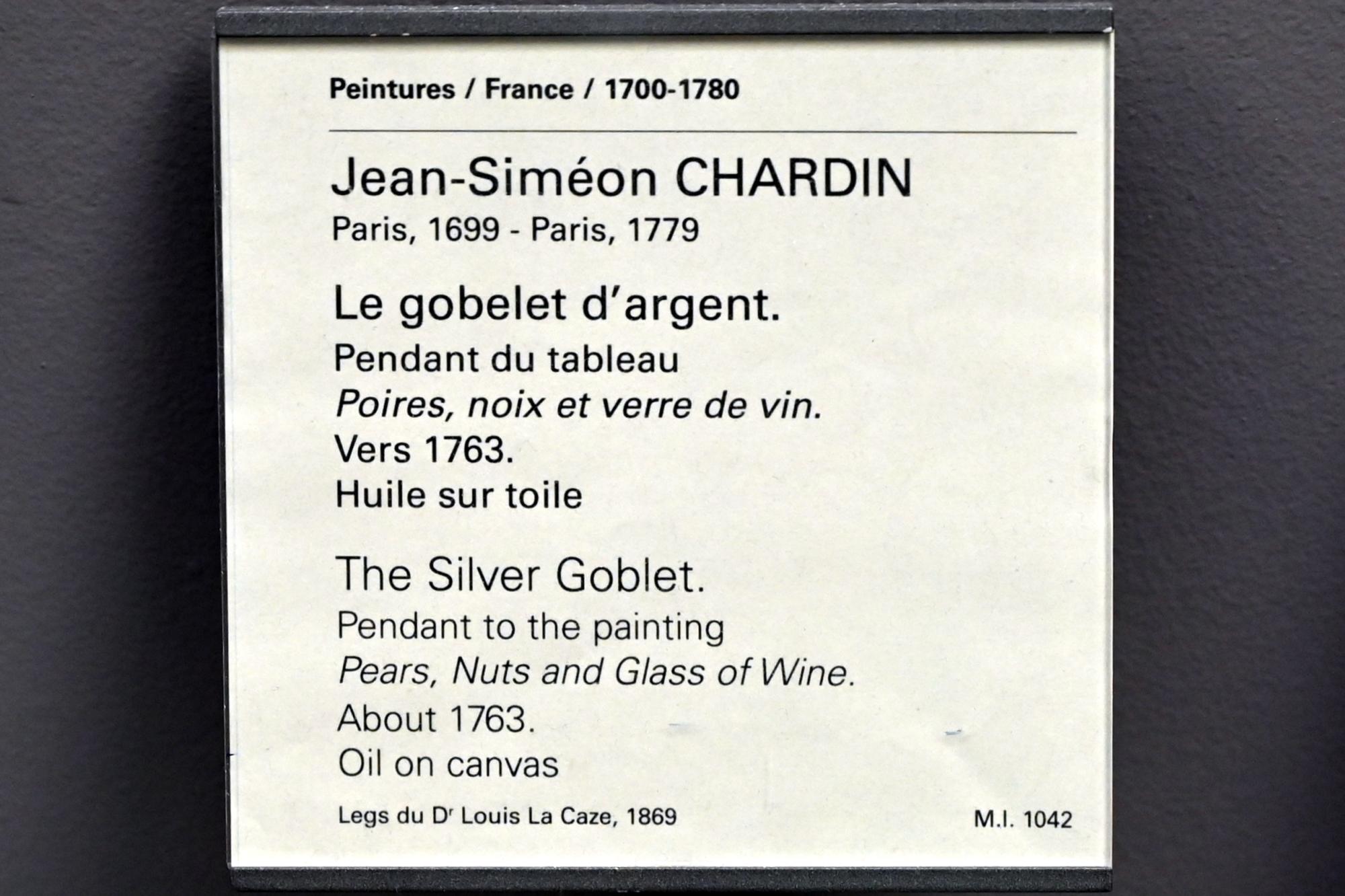 Jean Siméon Chardin (1725–1768), Der Silberkelch, Paris, Musée du Louvre, Saal 928, um 1763, Bild 2/2