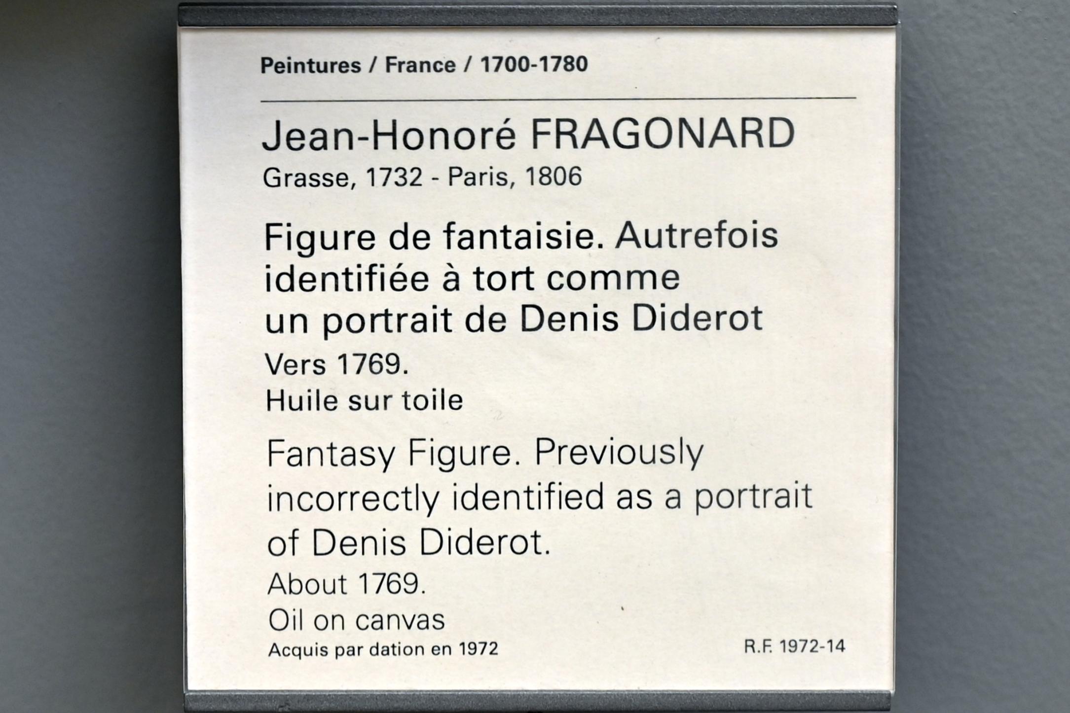 Jean-Honoré Fragonard (1751–1784), Fantasiefigur (Früher falsch als Porträt des Denis Diderot benannt), Paris, Musée du Louvre, Saal 929, um 1769, Bild 2/2
