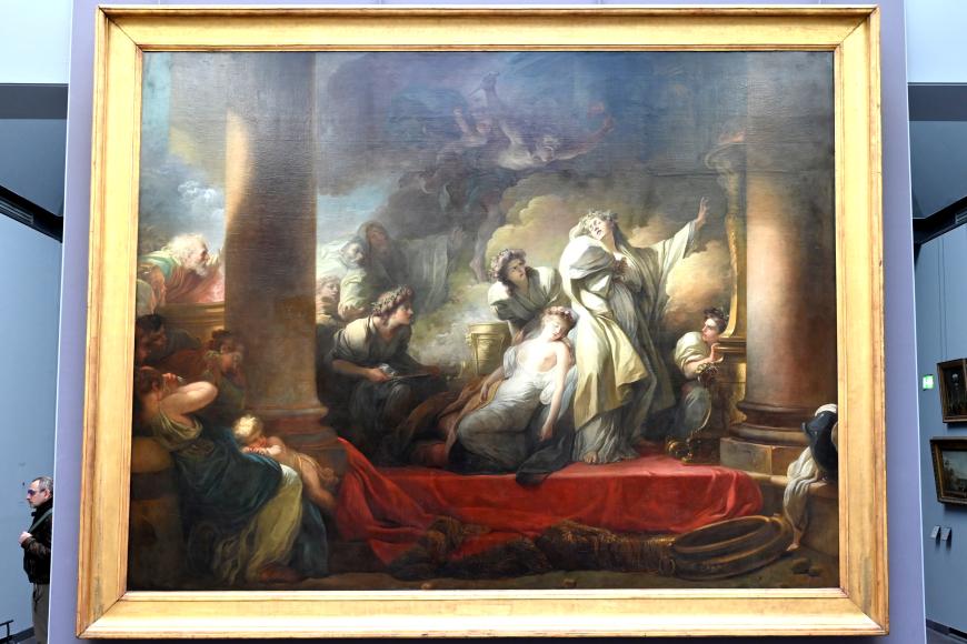 Jean-Honoré Fragonard (1751–1784), Der Hohepriester Koresos opfert sich, um Kallirrhoë zu retten, Paris, Musée du Louvre, Saal 929, 1765, Bild 1/2