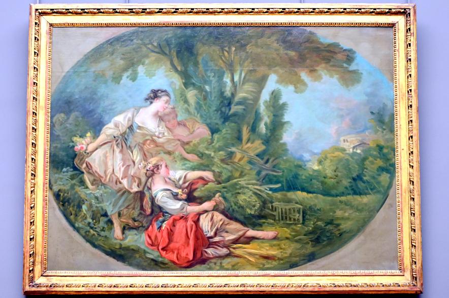 François Boucher (1728–1800), Der Lockvogel (Der im Netz gefangene Vogel), Paris, Musée du Louvre, Saal 933, um 1765, Bild 1/2