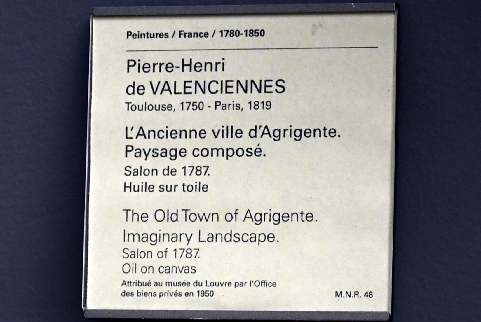 Pierre-Henri de Valenciennes (1780–1786), Die antike Stadt Agrigent in einer imaginären Landschaft, Paris, Musée du Louvre, Saal 935, vor 1787, Bild 2/2
