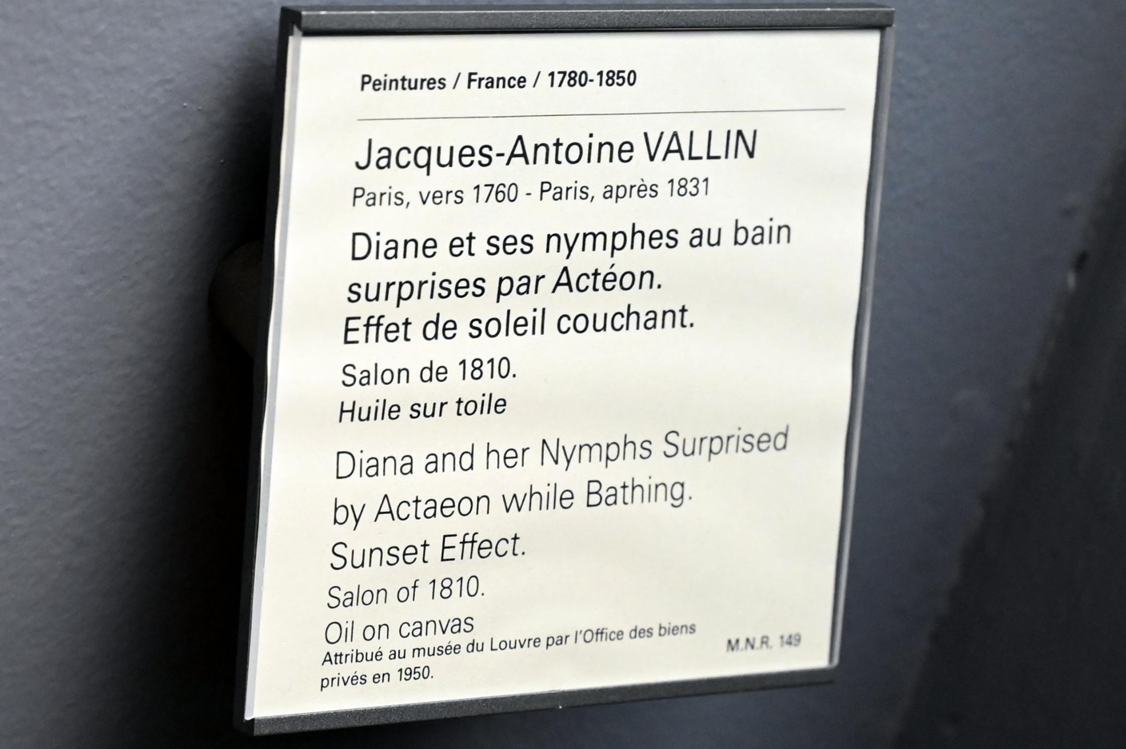 Jacques-Antoine Vallin (1809), Diana und ihre Nymphen werden beim Baden von Aktäon überrascht, Paris, Musée du Louvre, Saal 935, vor 1810, Bild 2/2