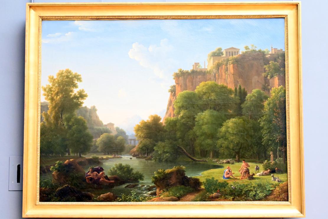 Jean-Joseph-Xavier Bidauld (1788–1818), Psyche und der Gott Pan in einer historischen Landschaft, Paris, Musée du Louvre, Saal 935, vor 1819, Bild 1/2