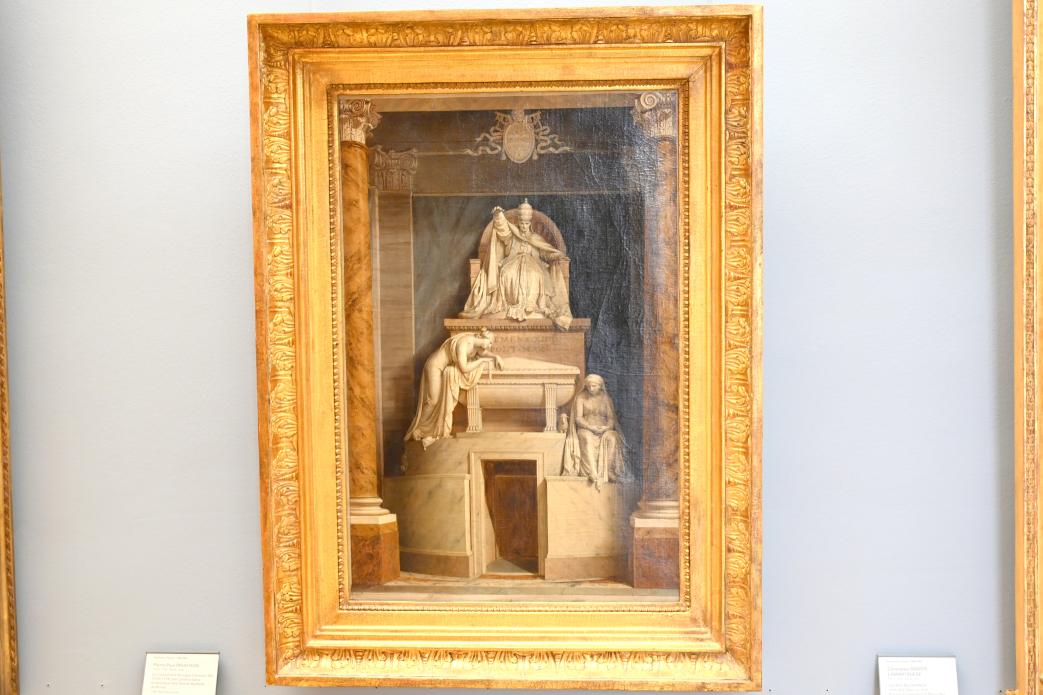 Pierre Paul Prud’hon (1782–1822), Das Denkmal für Papst Clemens XIV. (1705-1774) von Canova in der Basilika Santi Apostoli in Rom, Paris, Musée du Louvre, Saal 936, 1787, Bild 1/2