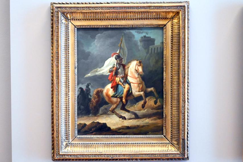 Antoine Charles Horace Vernet (Carle Vernet) (1795), Kavallerist in Rüstung mit einer Flagge, Paris, Musée du Louvre, Saal 937, Undatiert