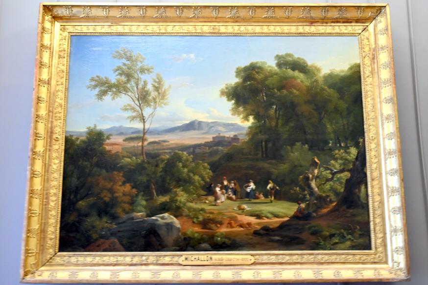 Achille Etna Michallon (1816–1822), Landschaft inspiriert von der Aussicht auf Frascati (in der Nähe von Rom), Paris, Musée du Louvre, Saal 939, vor 1822, Bild 1/2