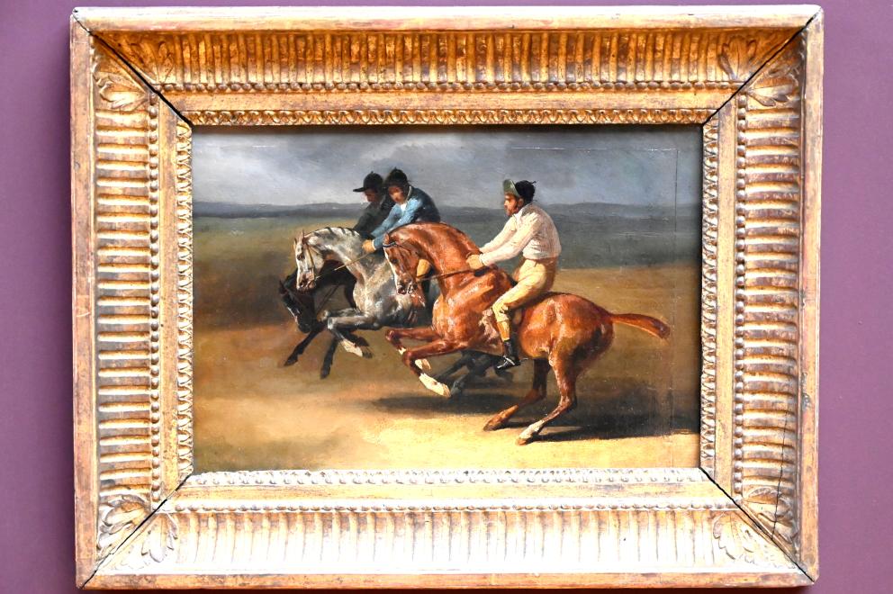 Théodore Géricault (1811–1822), Pferderennen beim Start, Paris, Musée du Louvre, Saal 941, um 1820–1823, Bild 1/2