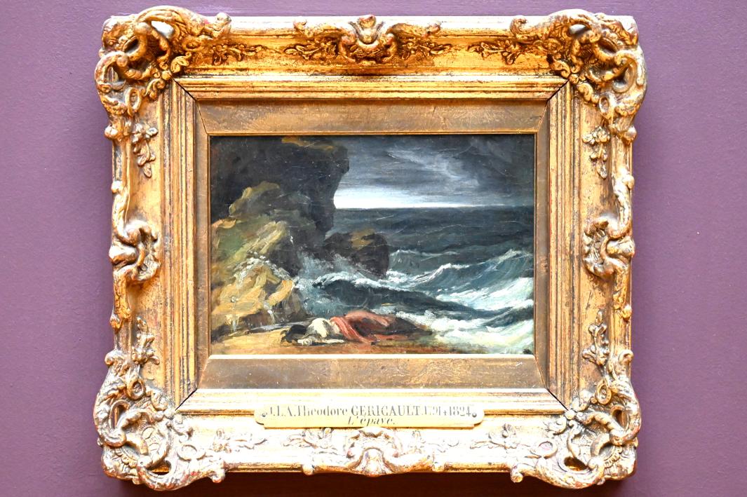 Théodore Géricault (1811–1822), Das Wrack ("Der Sturm" oder "Szene, inspiriert vom Schiffbruch von Luisa de Mello"), Paris, Musée du Louvre, Saal 941, um 1820, Bild 1/2