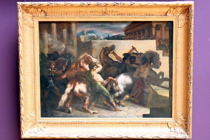 Théodore Géricault (1811–1822), Das Rennen der reiterlosen Pferde in Rom: die Mossa, Paris, Musée du Louvre, Saal 941, um 1817, Bild 1/2