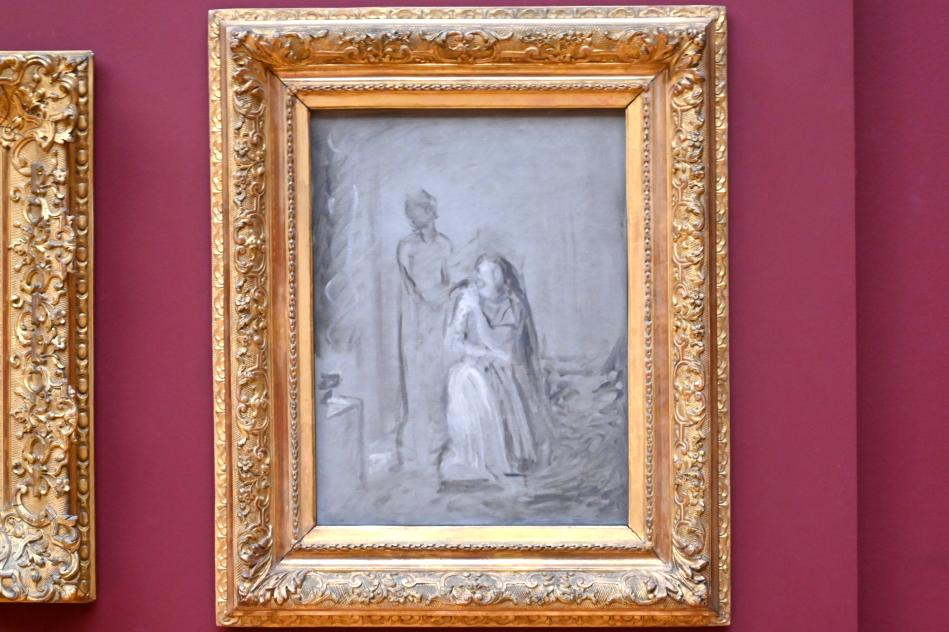 Théodore Chassériau (1835–1856), Skizze für Desdemona (Willow Song, Shakespeare, Othello, Akt IV, Szene 3), Paris, Musée du Louvre, Saal 942, 1849, Bild 1/2