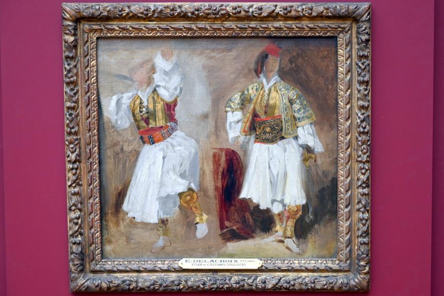 Eugène Delacroix (1820–1862), Zwei Studien zu Souliot-Kostümen, Paris, Musée du Louvre, Saal 942, um 1824–1825, Bild 1/2