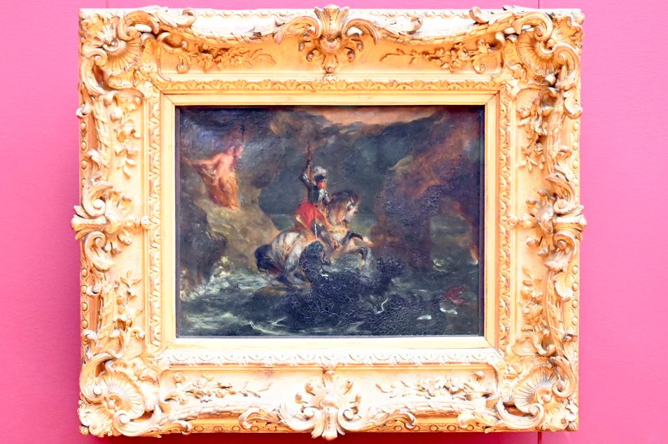 Eugène Delacroix (1820–1862), Der heilige Georg kämpft gegen den Drachen (Perseus befreit Andromeda), Paris, Musée du Louvre, Saal 942, 1847, Bild 1/2