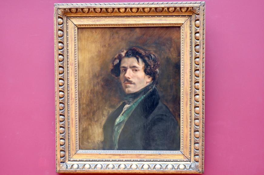 Eugène Delacroix (1820–1862), Selbstporträt mit grüner Weste, Paris, Musée du Louvre, Saal 942, um 1837, Bild 1/2