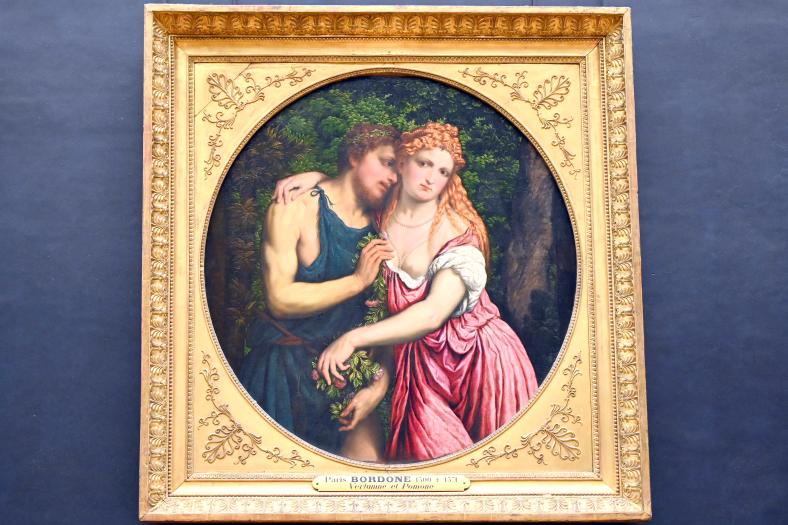 Paris Bordone (1523–1560), Mythologisches Paar (Venus und Anchises?), Paris, Musée du Louvre, Saal 711, um 1540, Bild 1/2